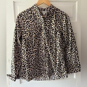 J. Crew Leopard Print Button Down Shirt
